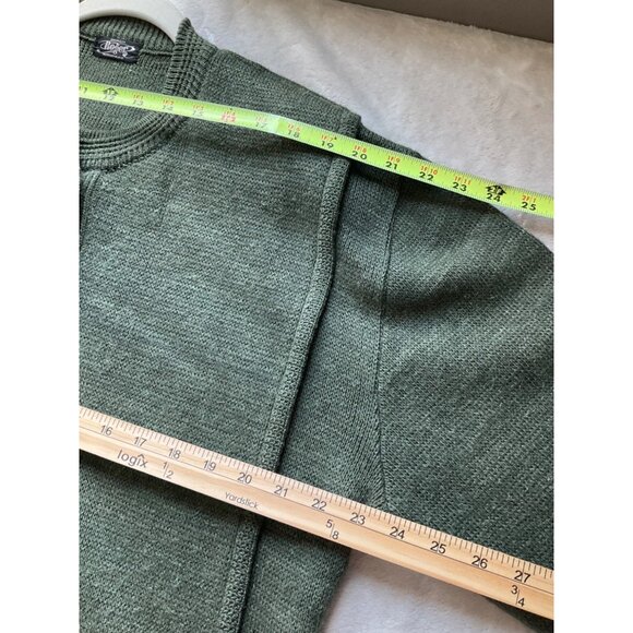 VTG Roger Sz Large Olive Green Cardigan Sweater wool blend Novelty Cows Goats - Picture 6 of 10